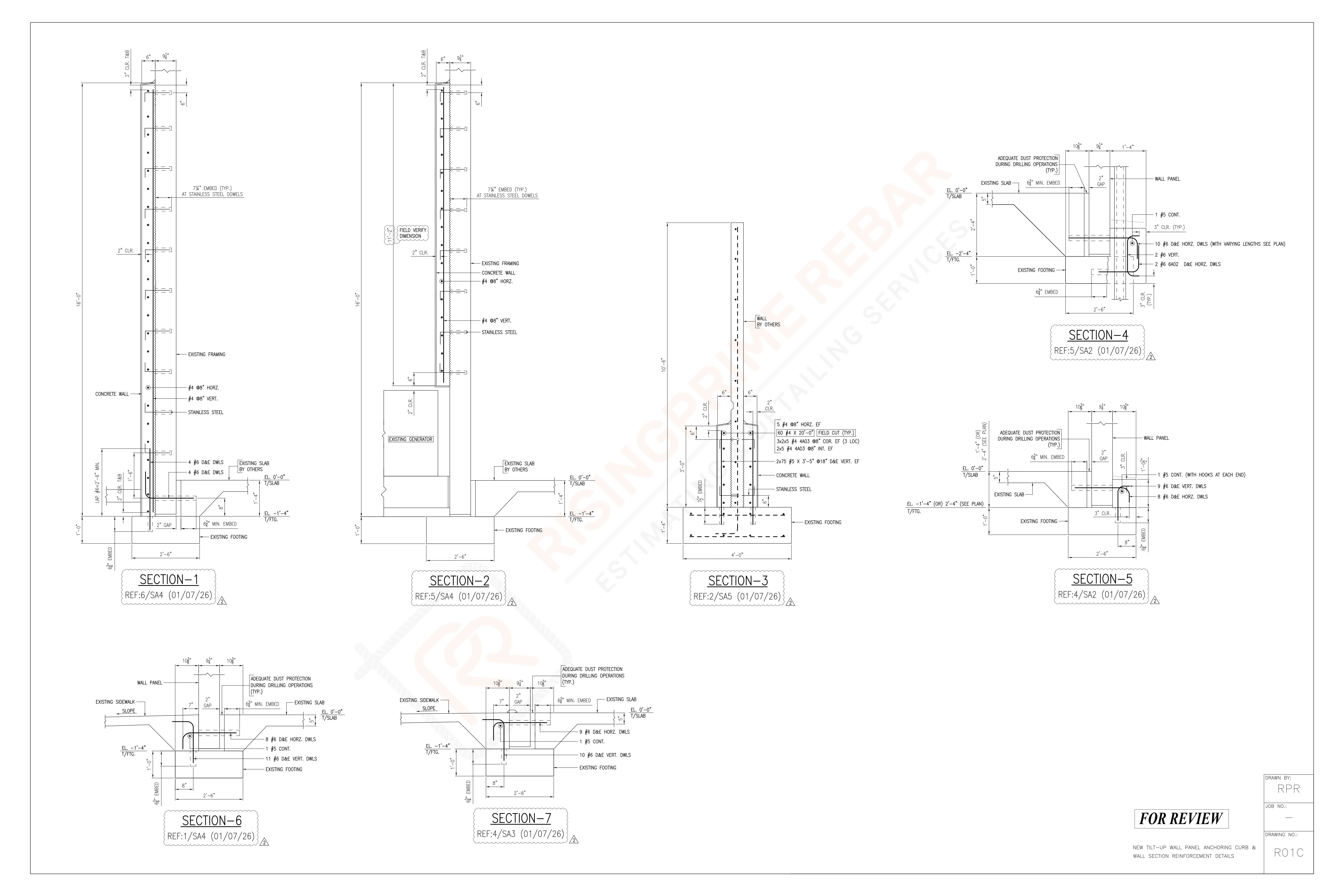 Foundation and Mat Rebar Placing Plan